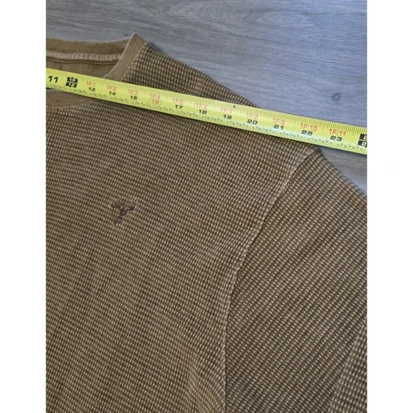 Dick Idol Waffle Knit Henley Shirt Mens XL Brown Long Sleeve Snap Button - Picture 8 of 10